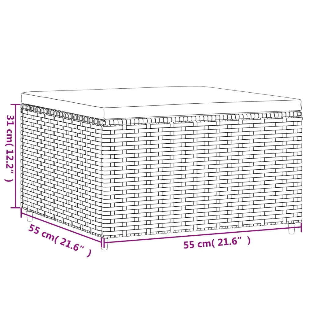 Poggiapiedi da Giardino con Cuscino in Polyrattan Marrone CFW9013694