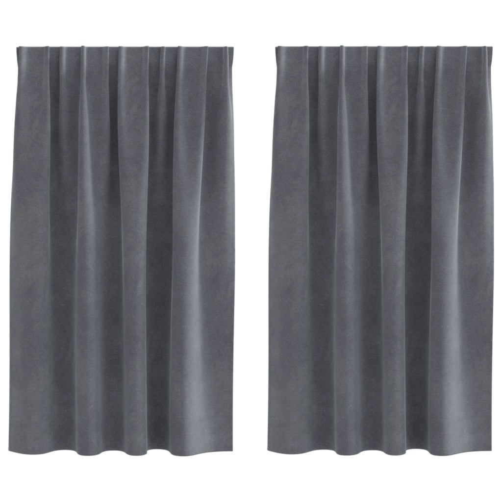 Tende Blackout  con nastro superiore 2 pezzi in velluto grigio chiaro super