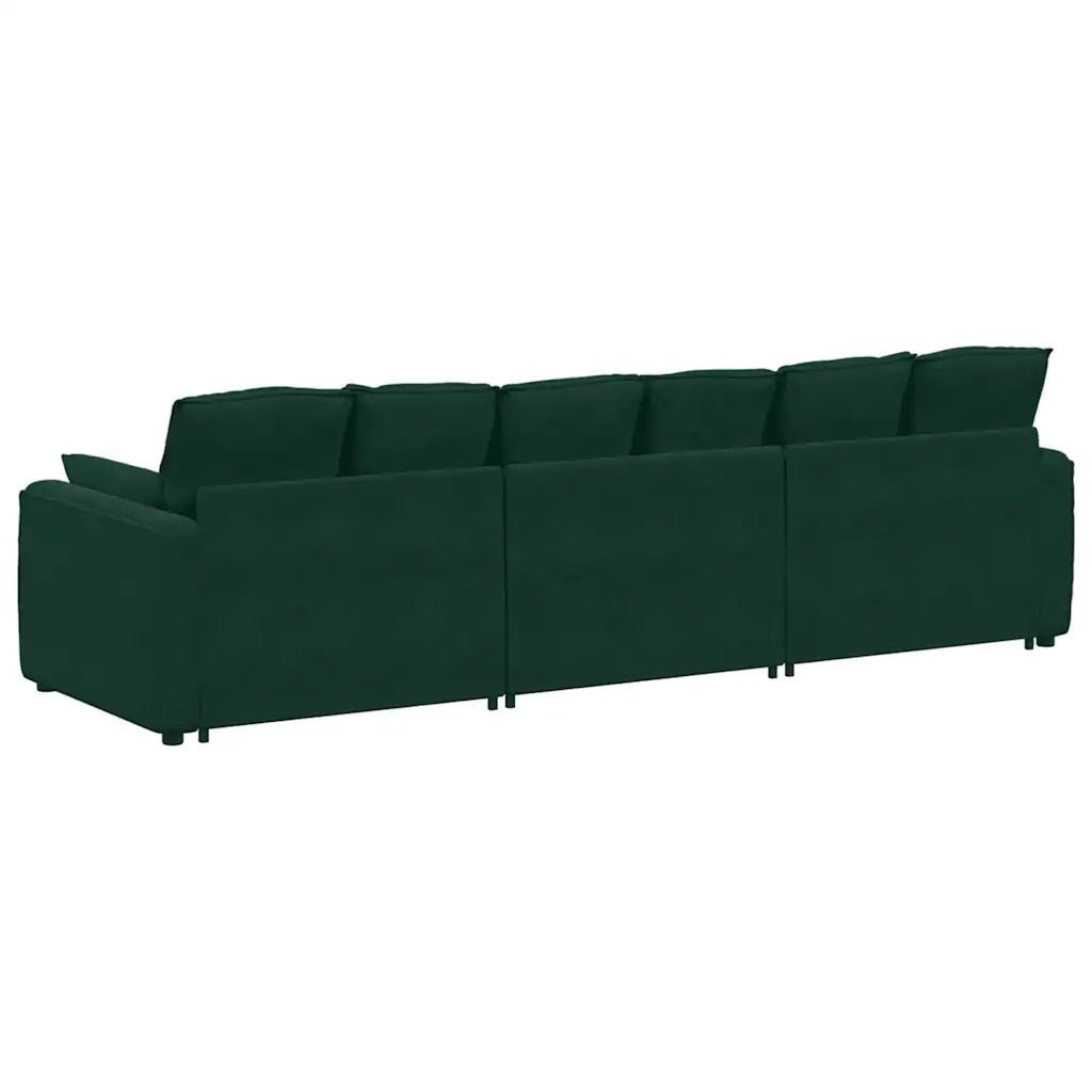 Divano Modulare con Cuscini Verde Scuro