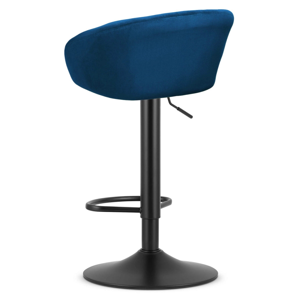 Set di 2 sgabelli bar East in velluto blu e metallo nero