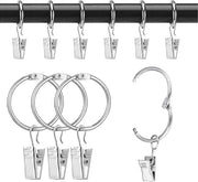 Raccordi per tende con clip - 50 pezzi, 32 mm diametro interno, grappe metalliche per tende argentate