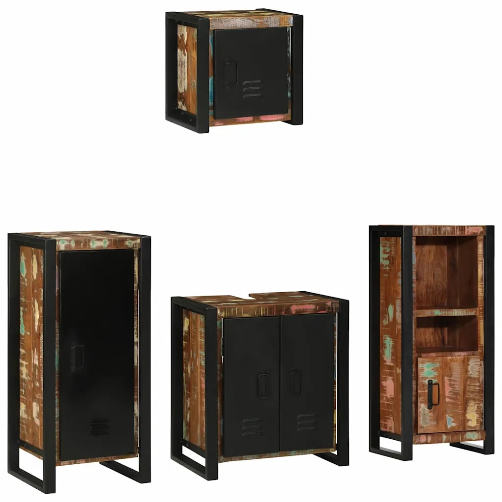 vidaXL Set di mobili per il bagno 4 pcs Legno massello riciclato