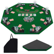 Tavolo da poker pieghevole 120 x 120 cm per 8 giocatori design portatile con portabicchieri atmosfera accogliente in feltro verde 20_0018932