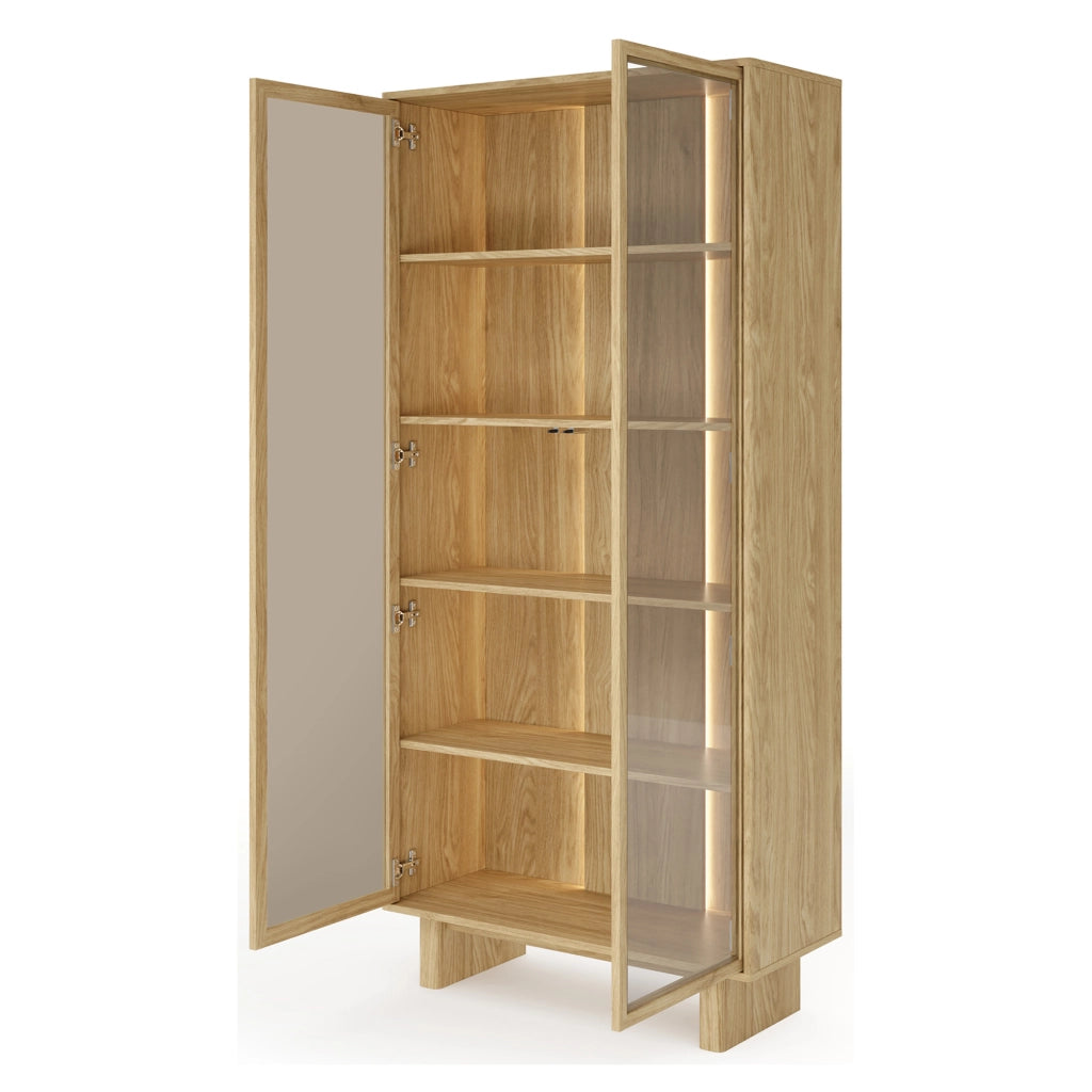 Mobile Espositore Hasa, Vetrina 4 Ripiani, 94x38x195h cm Marrone Rovere
