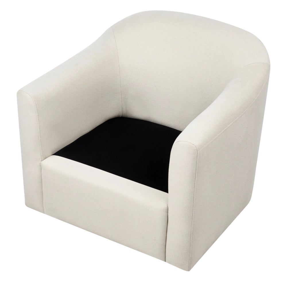 Poltrona girevole Light Beige Poliestere Tessuto idrorepellente Retro Minimalista Mobili Soggiorno