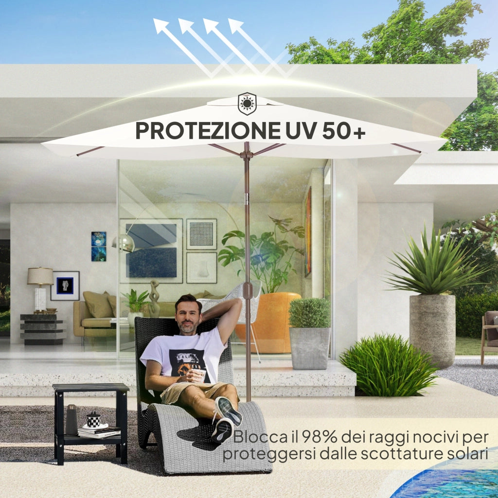 Telo Ombrellone Rettangolare 3x2 m ¨C Zephmum ¨C Poliestere Anti UV 50+ Beige