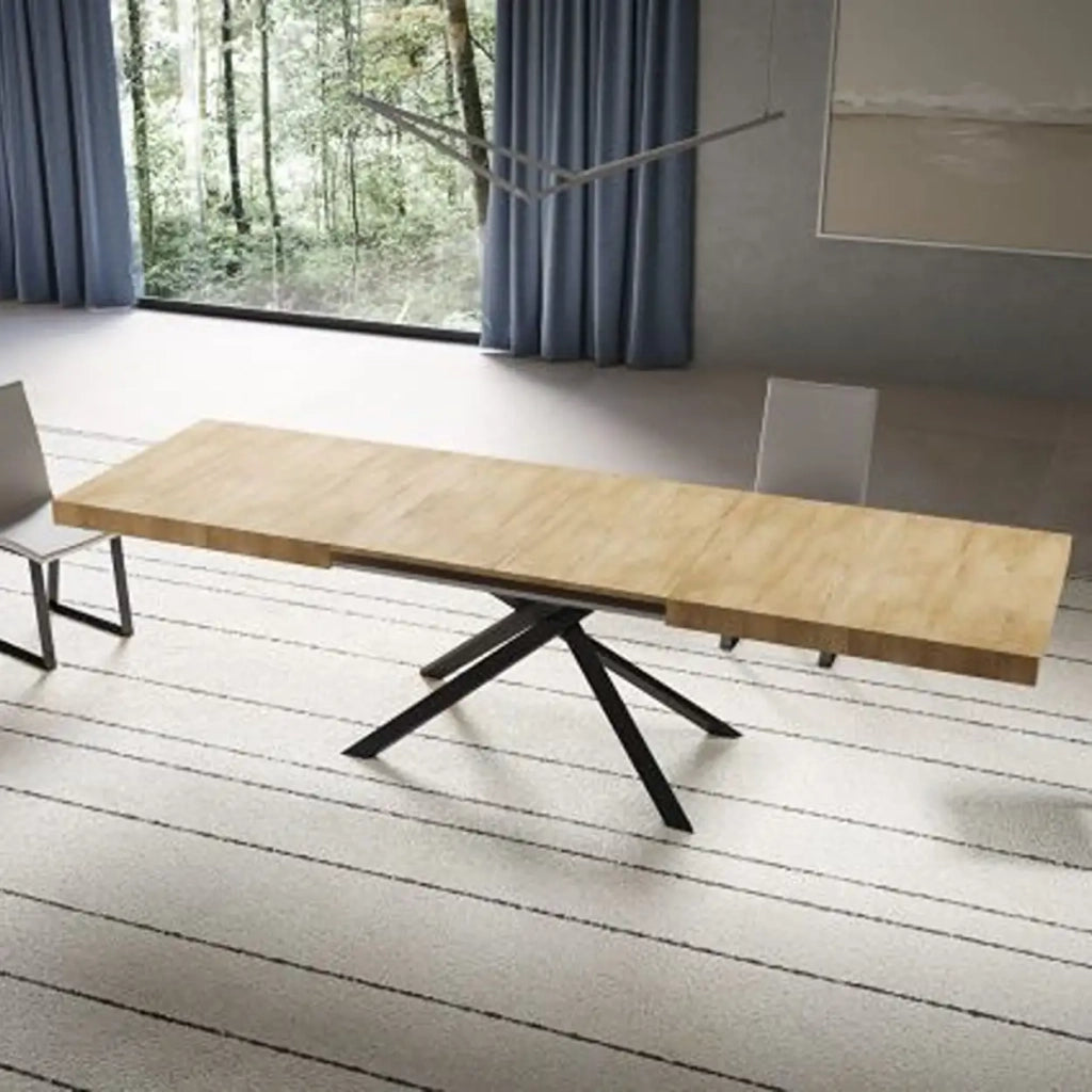 Tavolo allungabile 200/304x90 cm Niket colore quercia natura gambe antracite