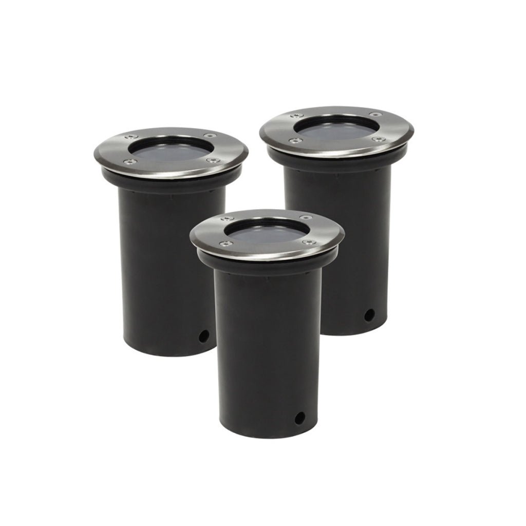 Set di 3 faretti rotondi da incasso per esterni illuminazione decorazione in acciaio inox 2402035