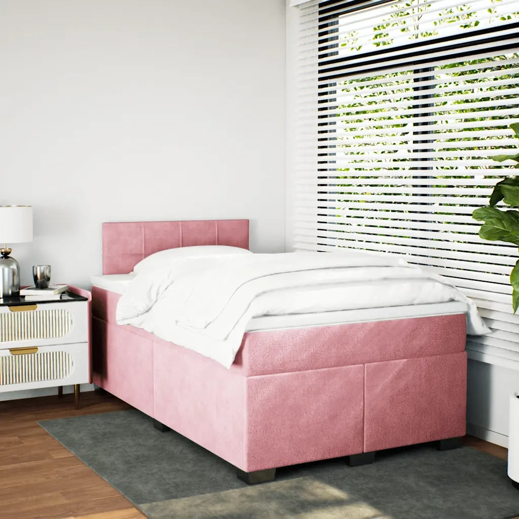Giroletto a Molle con Materasso Rosa 120x190 cm in Velluto 3288563