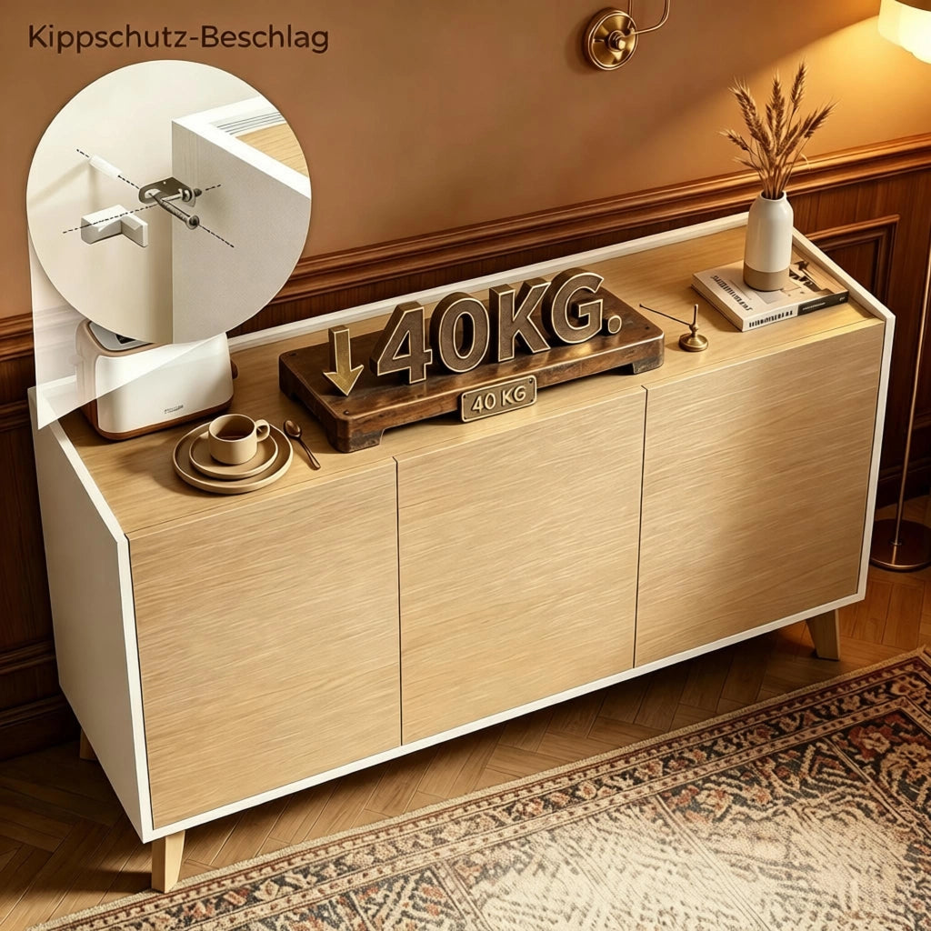 MADIA Nordica 120 cm Naturale/Bianco in MDF