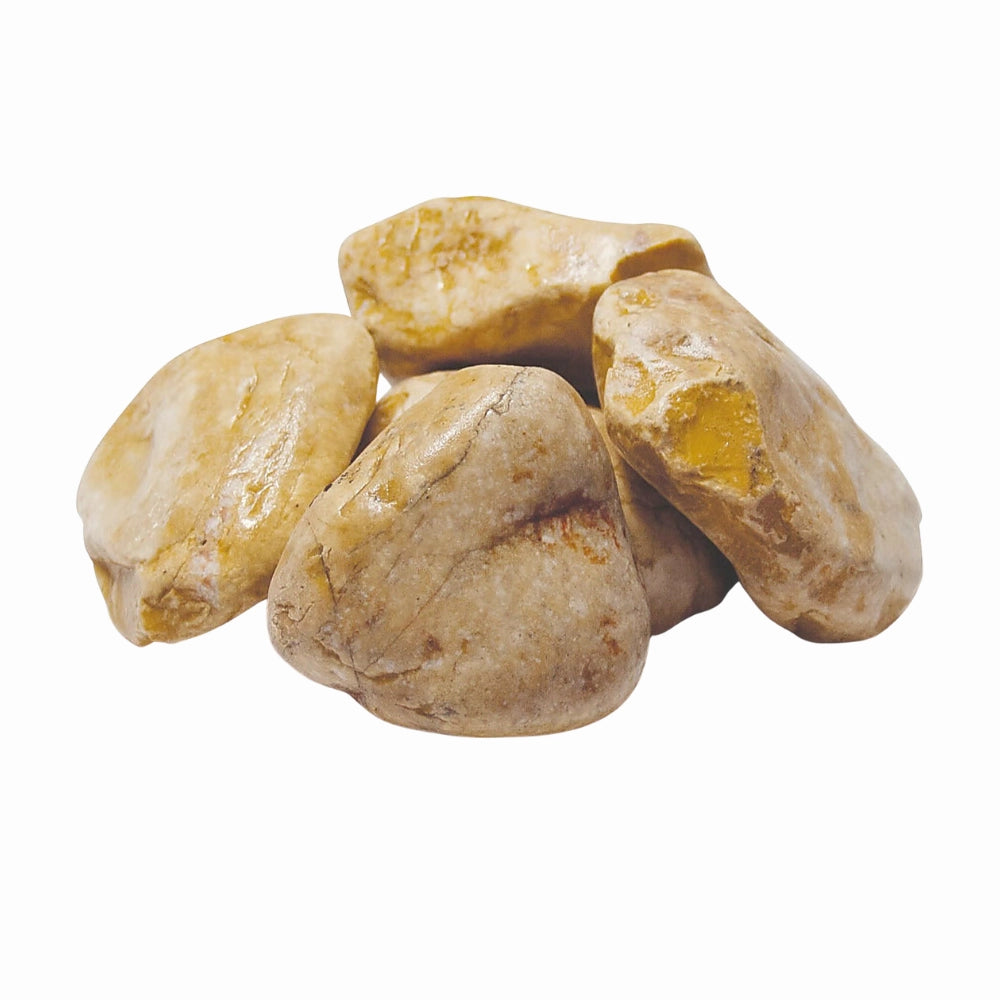 Ciottolo in marmo giallo siena per decorazioni esterne *** misura 25/40, formato 5 kg, confezione 1