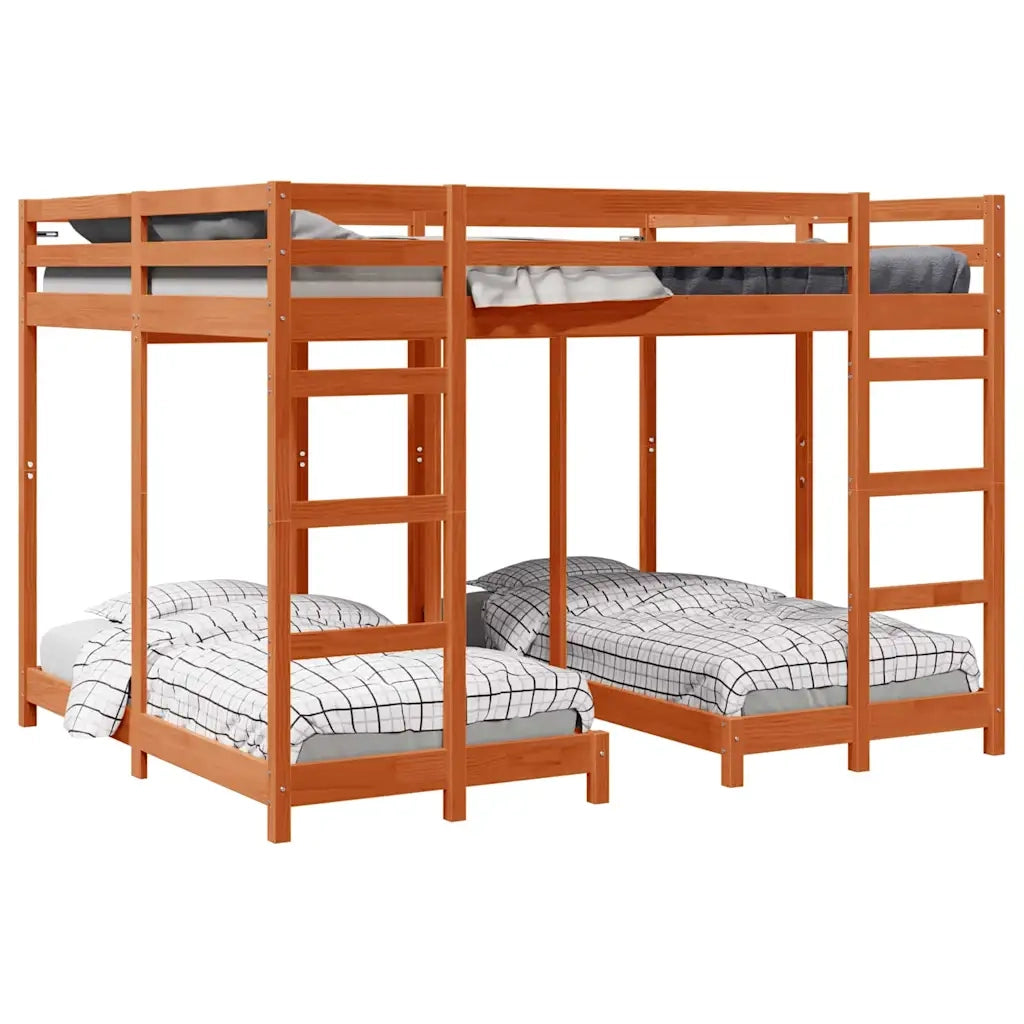 Struttura letto a castello triplo Cera marrone 160 x 200 cm 3414563