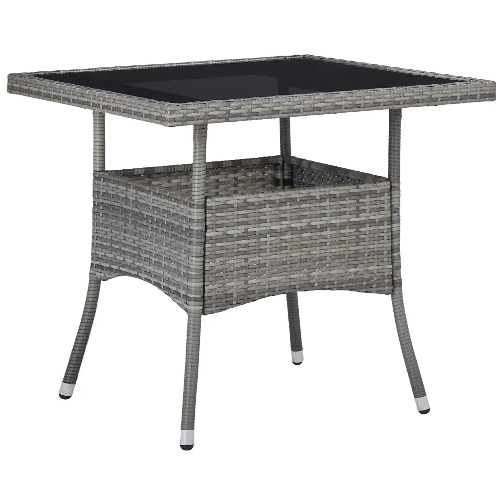 Set da Pranzo da Giardino 5 pz in Polyrattan e Vetro Grigio cod mxl 43743