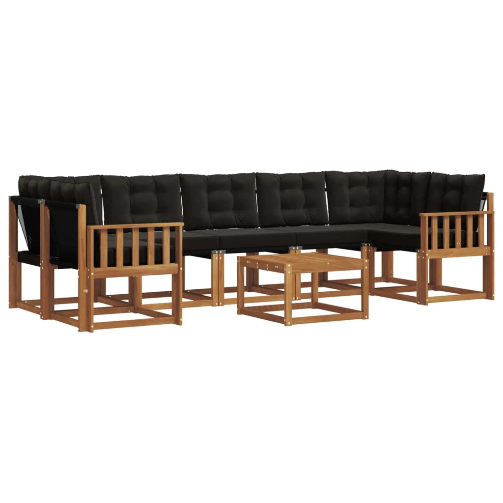 Set di divani da esterno con cuscino 8 pcs Naturale e Nero 3368495