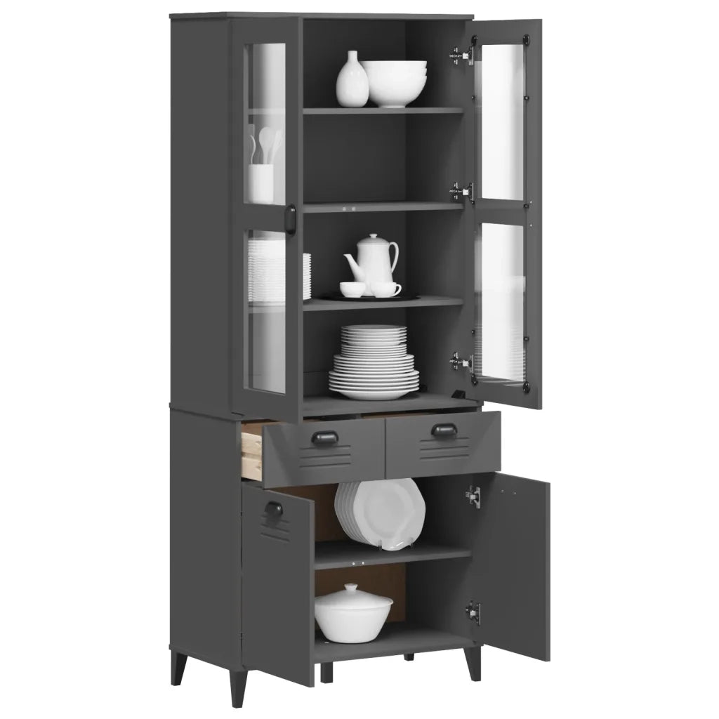 Credenza VIKEN Grigio Antracite 80x40x190cm Legno Massello Pino 3207149