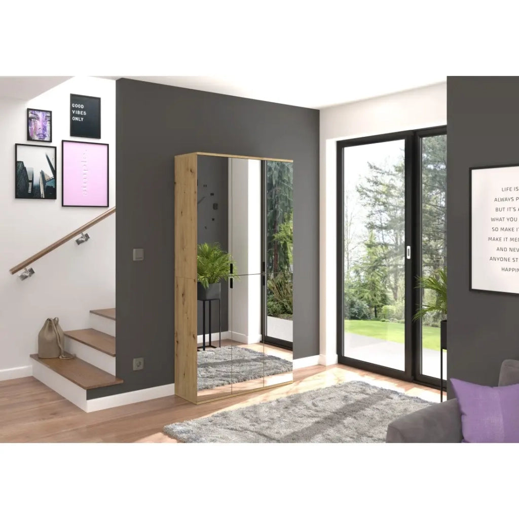 Armadio a 2 ante con specchio – Rovere chiaro – BODITE