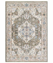 Parure Tappeti orientali MURCIA K7061-E22878 (1 pezzo cm.80x160 + 2 pezzi cm.60x133) motivo persiano stile classico tradizionale colore verde per scendiletto camera matrimoniale