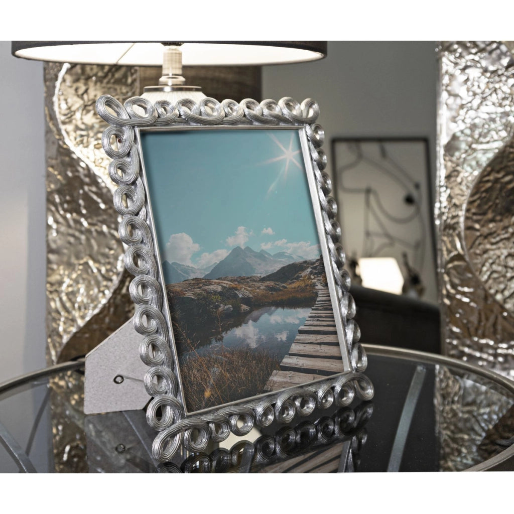 Cornice portafoto Hollow argento con decoro a intrecci 20x25 cm