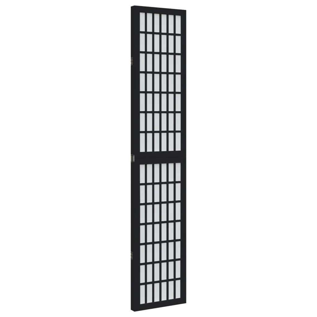 vidaXL Divisorio Ambienti 3 Pannelli Nero Legno Massello di Paulownia