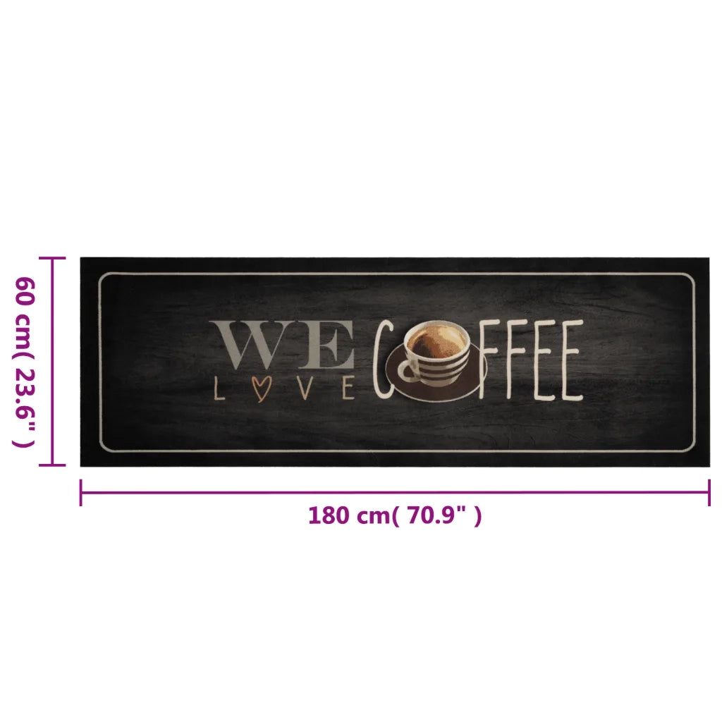Tappeto da Cucina Lavabile-Tappetino da Cucina Testo Caff¨¨ 60x180 cm in Velluto