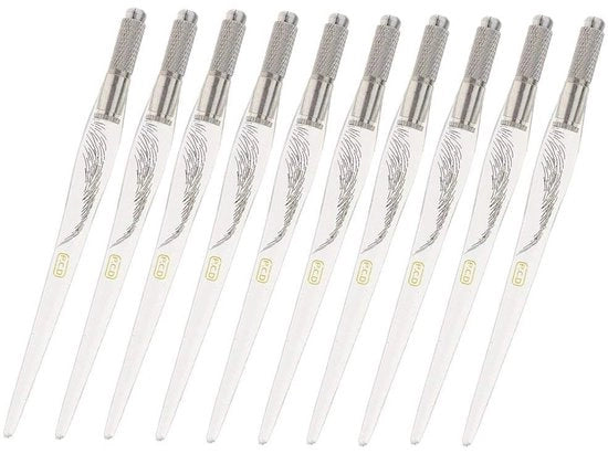 Penna per Microblading - 10 Pezzi - Acciaio Inossidabile - Utilizzabile una volta - Adatto per Piercing - 16G/1,2 mm - Sicuro da Utilizzare - Ago per Piercing