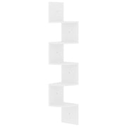 Scaffale Angolare a Muro | Mensola a parete Bianco Lucido 19x19x123 cm Multistrato