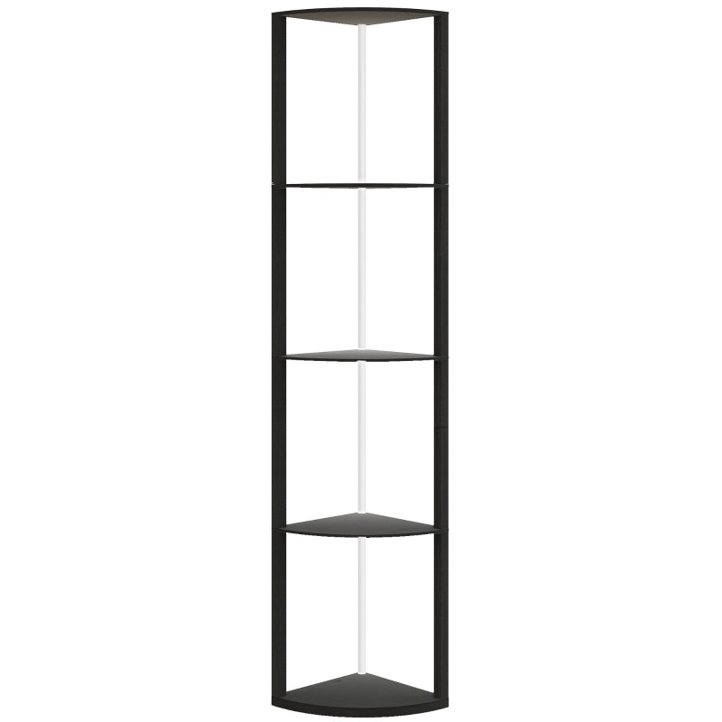 Lampada da terra LED RGB a 5 ripiani con telecomando e scaffale integrato, nero