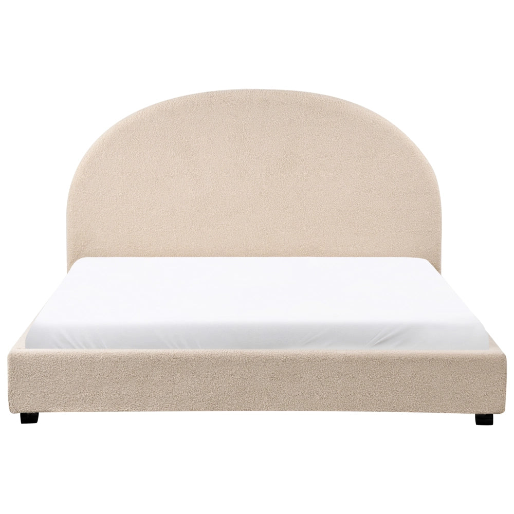 Letto matrimoniale ad acqua in tessuto bouclè beige 160 x 200 cm retrò minimalista
