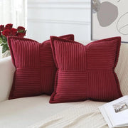 Set di 2 cuscini di corduroy - decorativo, moderno - rosso vino - 50 x 50 cm