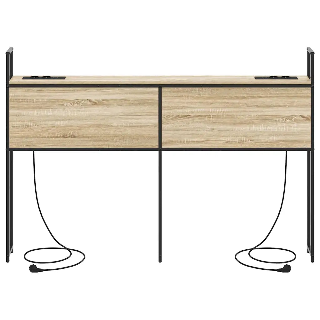 Testiera con Stazione di Carica e Storage-Testiera Multifunzionale-Testata rovere sonoma 160 cm