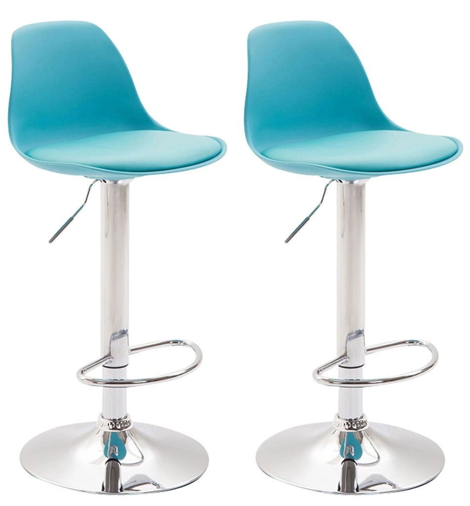 Set 2 sgabelli Kiel in polipropilene e similpelle cromo,blu