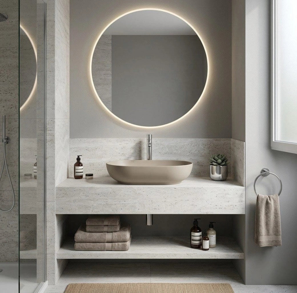 Lavabo ovale da appoggio in ceramica Cappuccino Matt senza foro rubinetto - Feeling Rak Ceramics