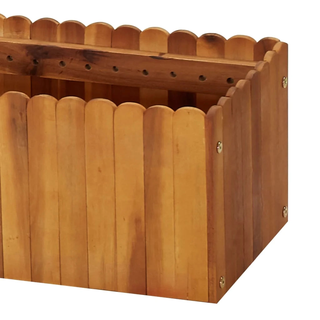 Fioriera rialzata per piante e fiori giardino 200 x 30 x 25 cm legno massello di acacia 02_0001012