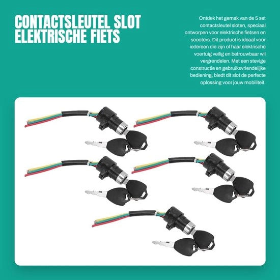 Contatti chiave elettrica per bicicletta - Duraturo - Nero - Interruttore chiave - Adatto per scooter - 5 set