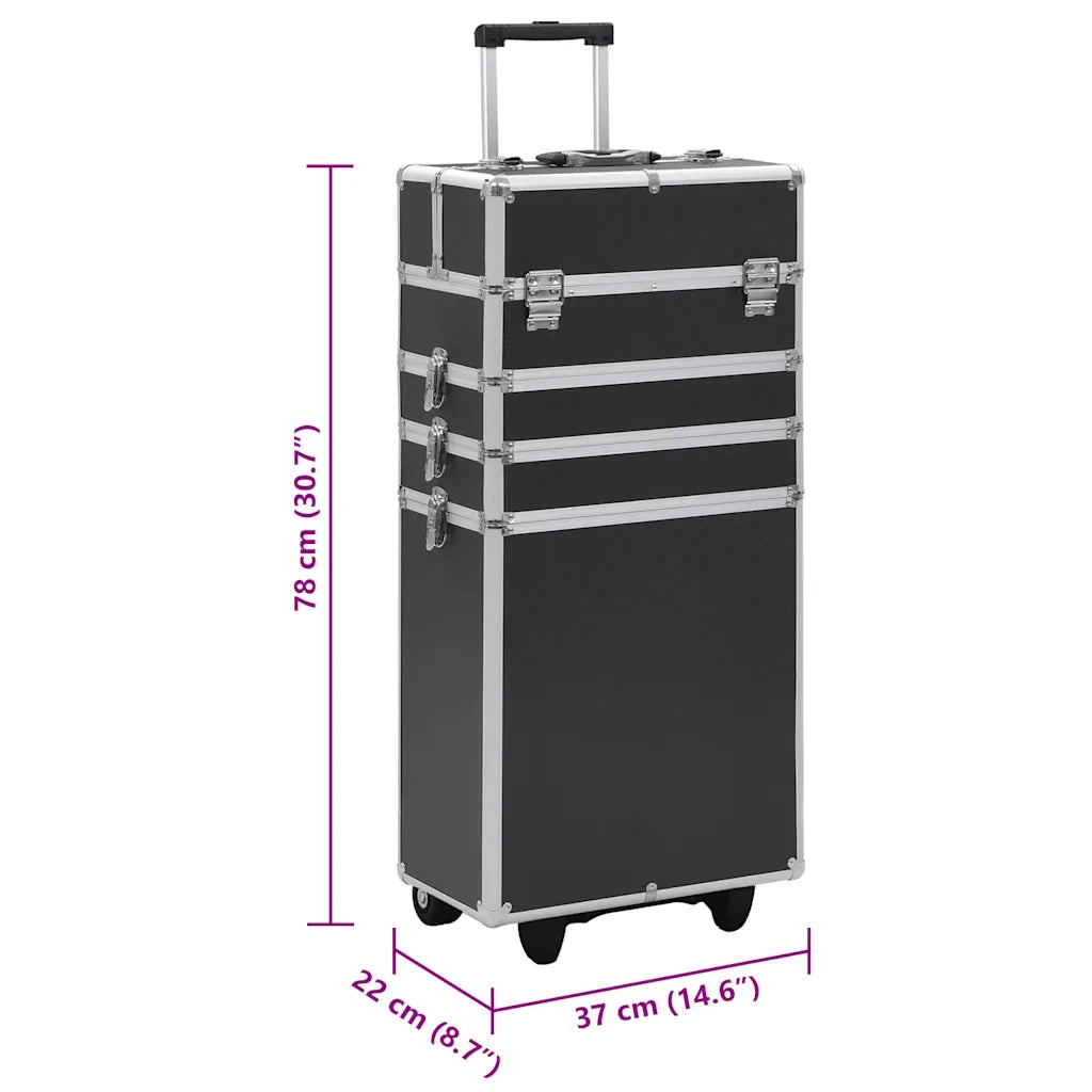 Valigia Trolley per Cosmetici in Alluminio Nero CFW5202679