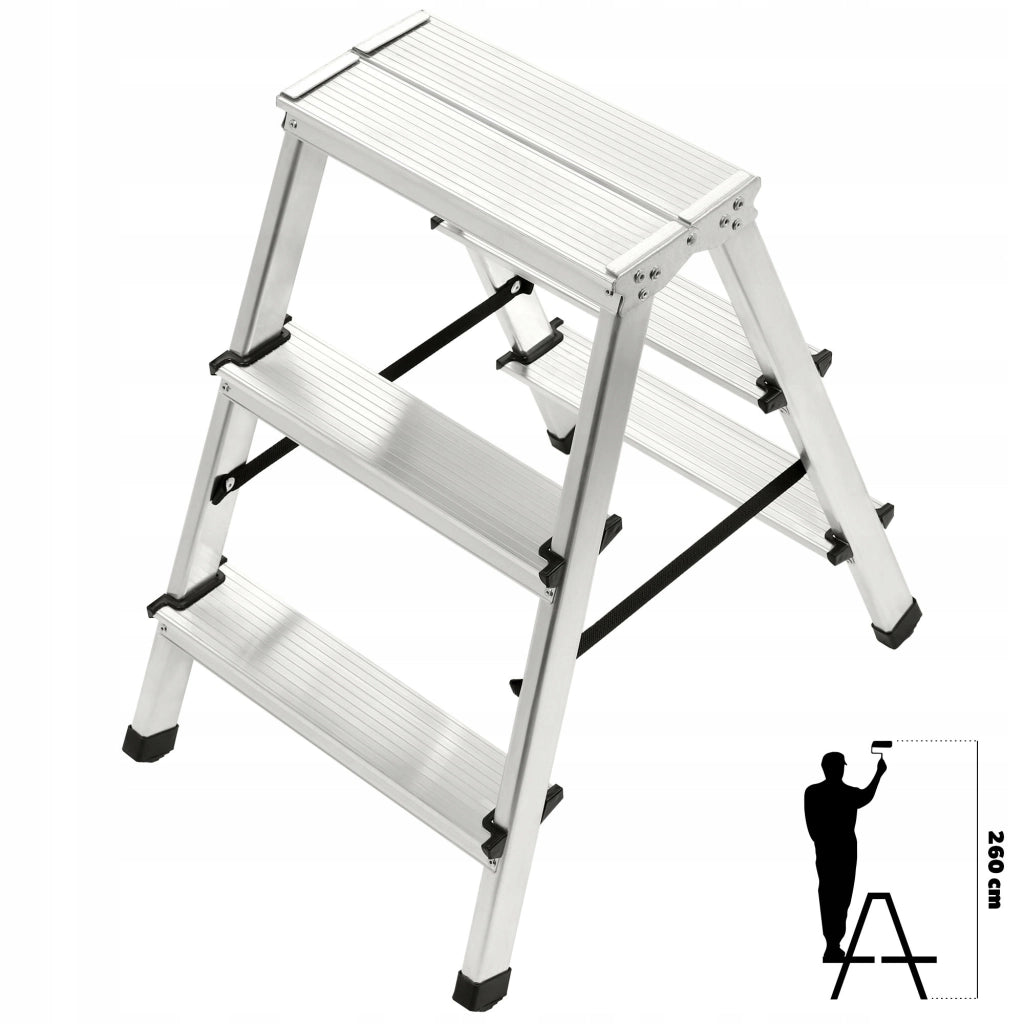 Scala domestica KADAX 2x3 a doppia faccia pieghevole, robusta, portata 125 kg, prodotto polacco.