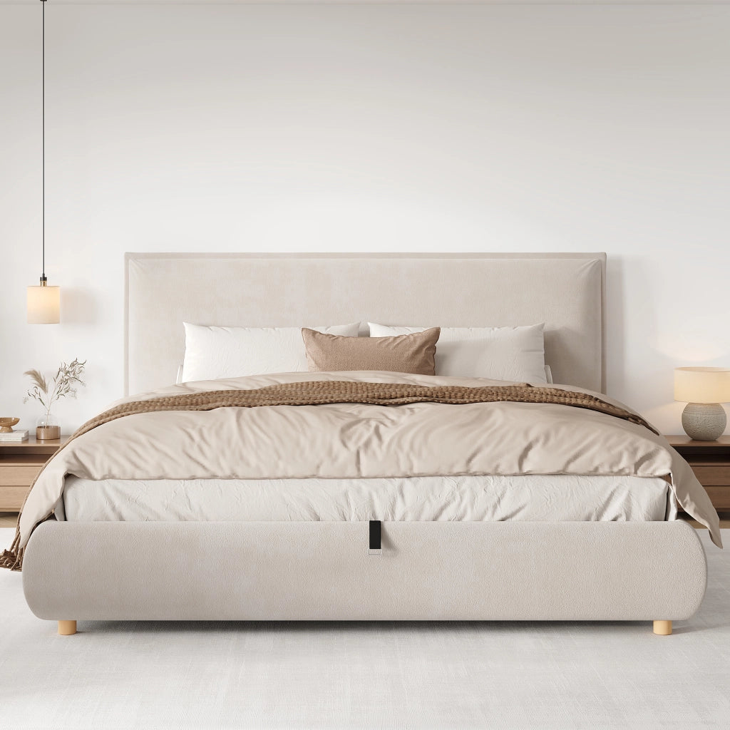 letto imbottito velluto crema 194 x 218 cm