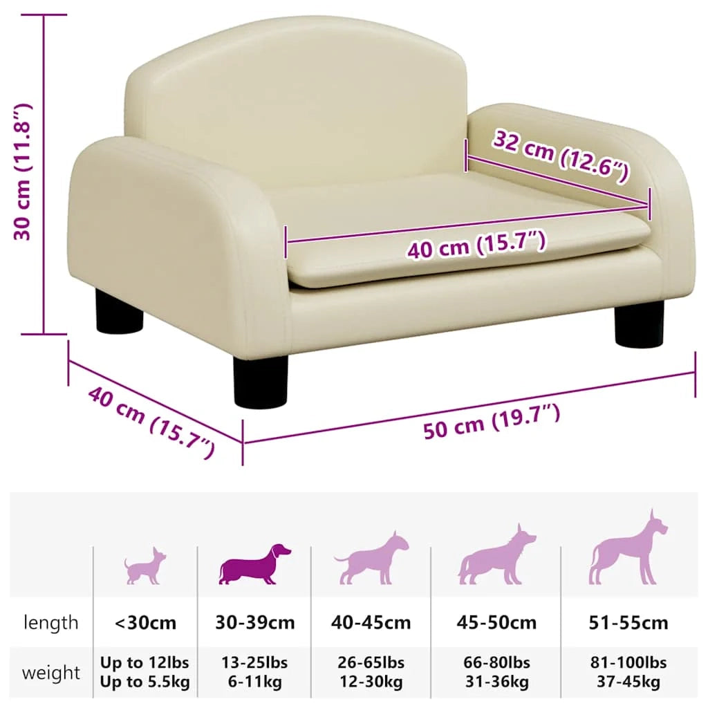 Cuccia per cani a forma di cesto comoda 50 x 40 x 30 cm in similpelle color crema 02_0042672