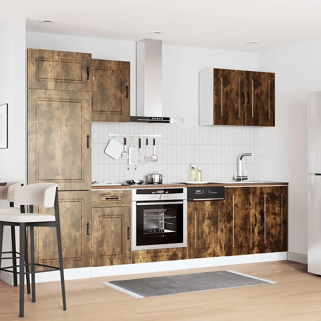Set Mobili da Cucina 7 pz Kalmar Rovere Fumo Legno Multistrato 3314766