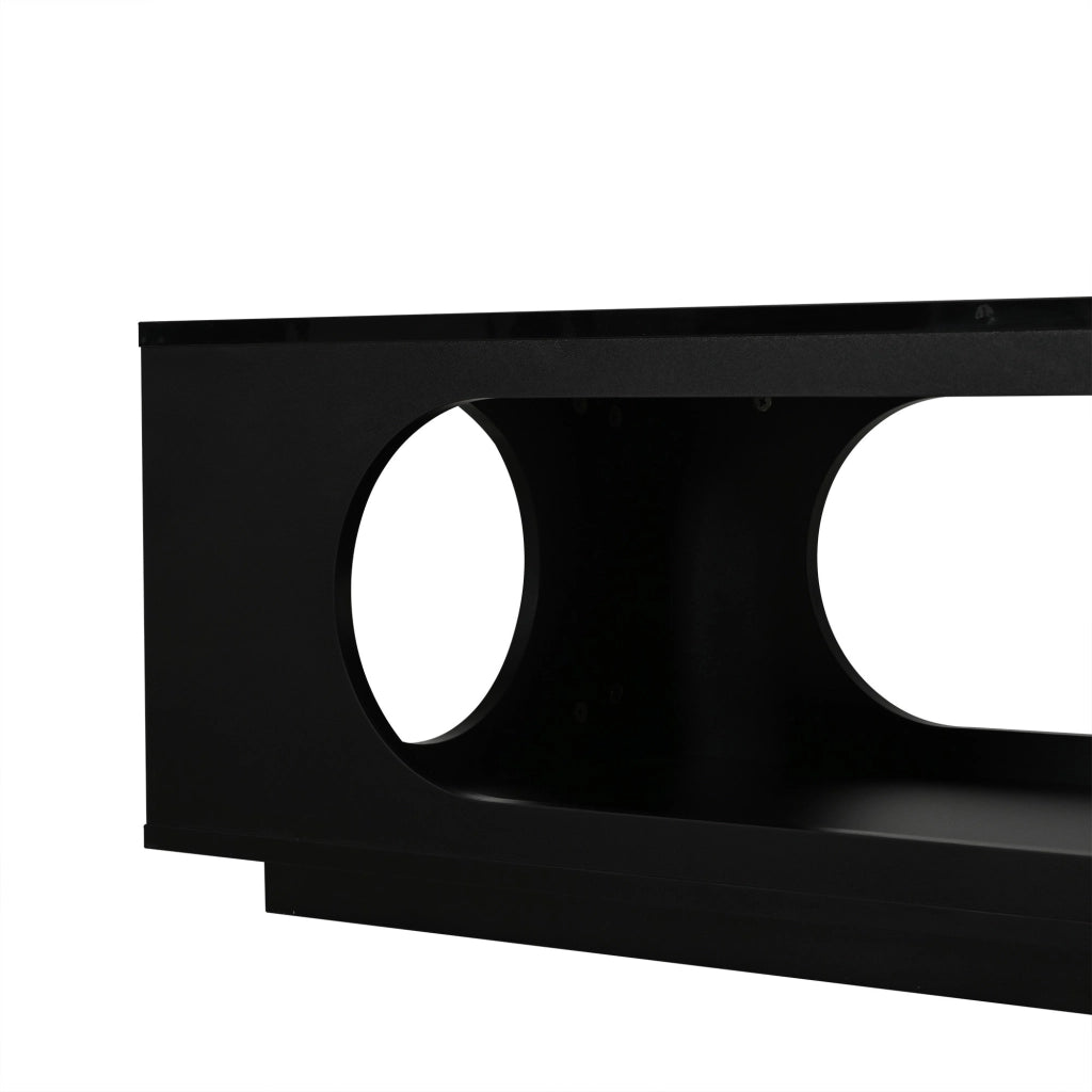 Tavolino lucido, illuminazione a LED, 100 x 50 x 35 cm, in MDF, con design traforato, nero