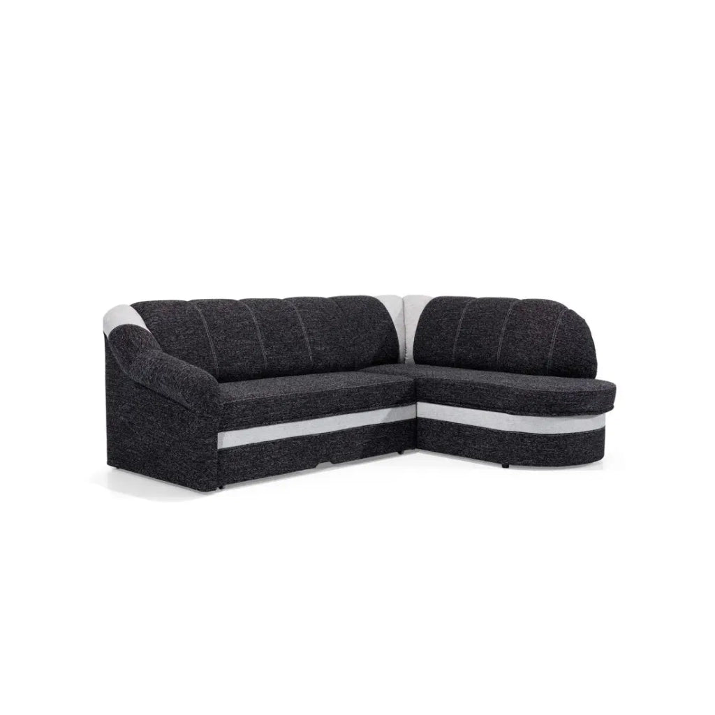 Divano angolare destro convertibile BENANA 250 cm nero e bianco con contenitore