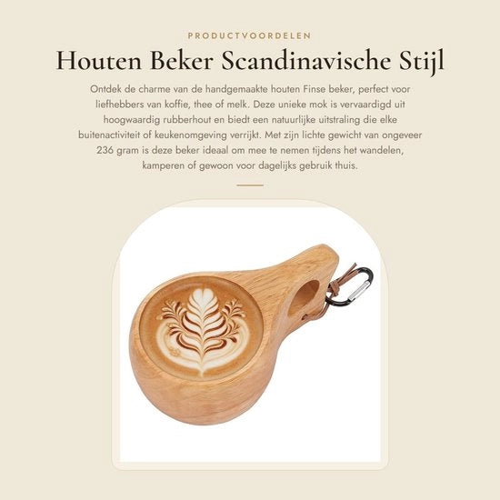 Bicchiere in Legno Manuale - Cucina Finlandese - Bicchiere in Gomma d'Arbusto - Leggero - Bicchiere Naturale per Bevande - Per Caffè/Tea - Tazza per Caffè