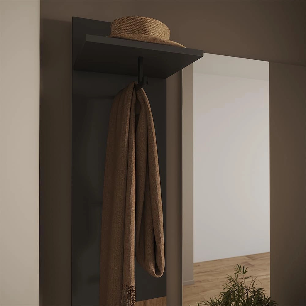 Armadio da ingresso Irma, Antracite/Artisan, 106 x 43 cm Set con scarpiera e pannello appendiabiti