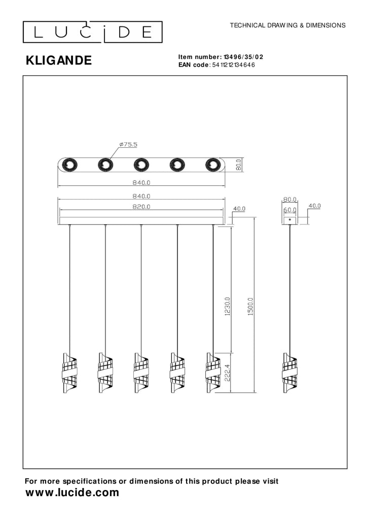 Lampada sospensione KLIGANDE oro vetro LED 7W Lucide