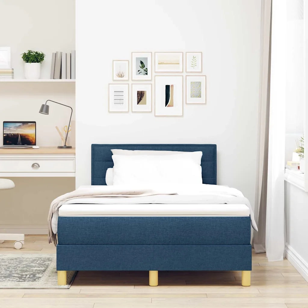 Letto a Sorgente LED con materasso Blu 120 x 190 cm Tessuto