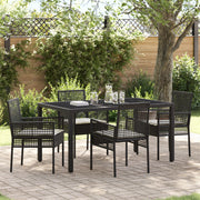 Set da Pranzo da Giardino 5 Pezzi con Cuscini in Polyrattan Nero