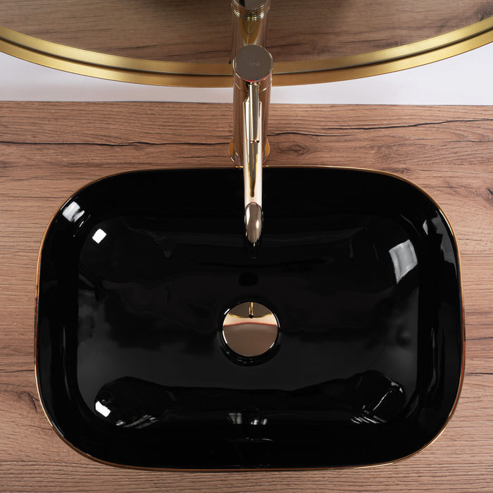 Lavabo Da Appoggio Rea Belinda Black Brush Gold