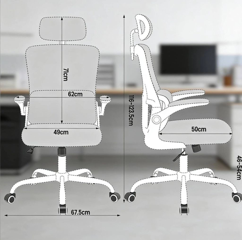 Sedia da ufficio ergonomica rosa con rete, poggiatesta e funzione dondolo