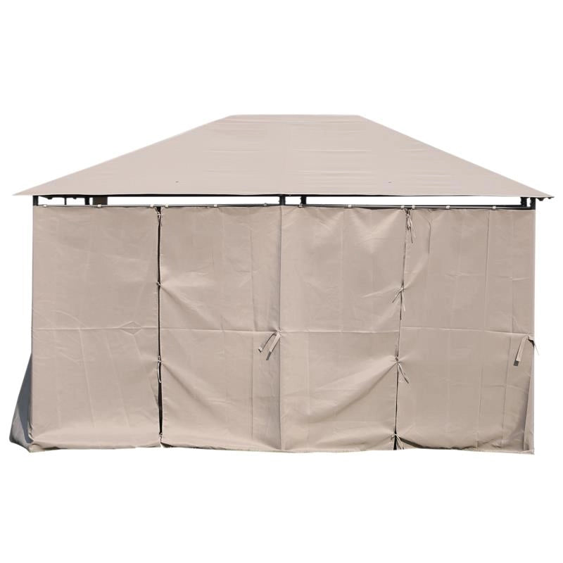 GAZEBO IN METALLO CON 6 PARETI 400 X 300 X 264 CM COLORE BEIGE