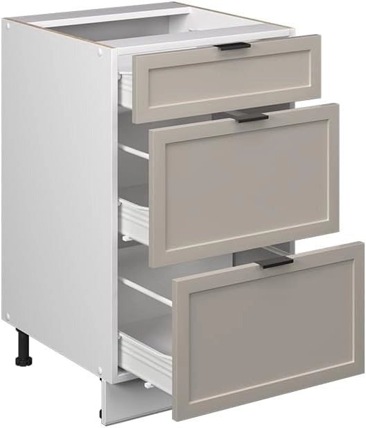 Mobiletto base per cucina Fame-Line, GrigioBeige, 50 cm senza piano di lavoro, per la combinazione con altri moduli della serie Fame-Line